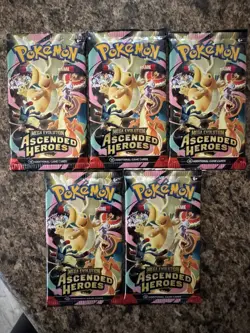 Pokemon Ascended Heroes 5 Booster Packs Brand New Factory Sealed - Image 1