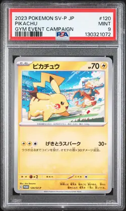 2023 POKEMON JPN SV-P PROMO GYM EVENT CAMPAIGN #120 PIKACHU PSA 9 - Image 1