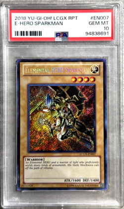 Yugioh Card Elemental HERO Sparkman SCR PSA 10 Gem Mint, LCGX-EN007 2018 (1) - Image 1