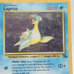 Pokemon TCG Lapras Fossil Holo Rare Card 10/62 1999 Edition Pokemon LP!!! - Image 2