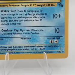 Pokemon TCG Lapras Fossil Holo Rare Card 10/62 1999 Edition Pokemon LP!!! - Image 3