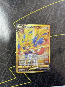 Zacian V Gold Secret Rare Full Art 211/202 Sword & Shield Pokemon Card NM - Image 1