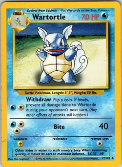 Wartortle 042/102 Base Set Pokemon MP Normal - Image 1