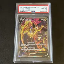 2021 Pokemon Korean SWSH Eevee Heroes #079 Jolteon V FA PSA 10 GEM MINT - Image 1