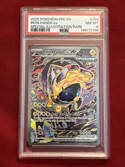2025 Pokemon PRE EN Iron Hands ex #154 Special Illustration Rare PSA 8 - Image 3