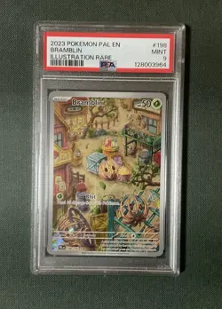 2023 POKEMON PAL EN-PALDEA EVOLVED ILLUSTRATION RARE #198 BRAMBLIN PSA 9 - Image 1
