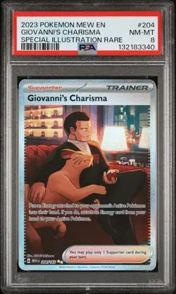 POKEMON 2023 Mew En 151 GIOVANNI'S CHARISMA Special Illustration Rare #204 PSA 8 - Image 1