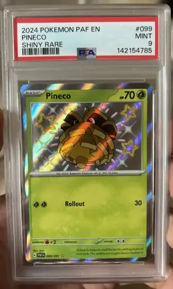 2024 Pokemon Paldean Fates #099 Pineco Shiny Rare PSA 9 - Image 1