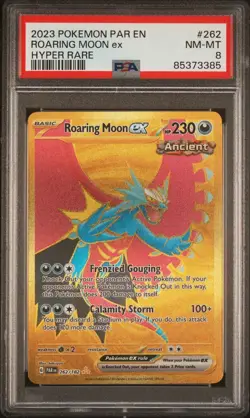 2023 POKEMON PAR EN-PARADOX RIFT HYPER RARE #262 ROARING MOON EX PSA 8 - Image 1