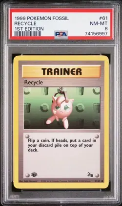 1999 Pokemon Fossil 1st Edition Recycle 61/62 PSA 8 NM-MT - Image 1