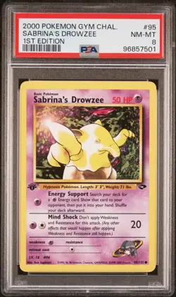 2000 POKEMON GYM CHALLENGE 95 SABRINA'S DROWZEE PSA 8 NM MINT 1ST EDITION - Image 1