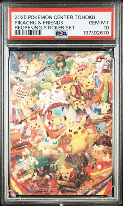 2025 POKEMON CENTER TOHOKU REOPENING STICKER SET PIKACHU & FRIENDS PSA 10 - Image 1