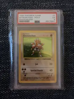 1999 Pokemon Hitmonchan Holo Base Set Shadowless Card 7/102 PSA 5 - Image 1