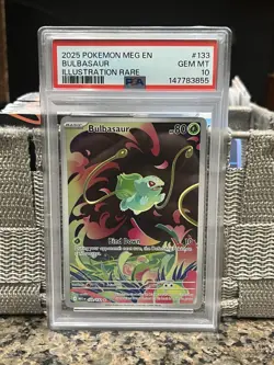 Pokemon TCG Bulbasaur 133/132 Mega Evolution Illustration Rare PSA 10 - Image 1