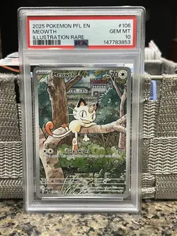 Pokemon TCG Meowth 106/094 Phantasmal Flames Illustration Rare PSA 10 - Image 1