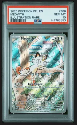 Pokemon TCG Meowth 106/094 Phantasmal Flames Illustration Rare PSA 10 - Image 3