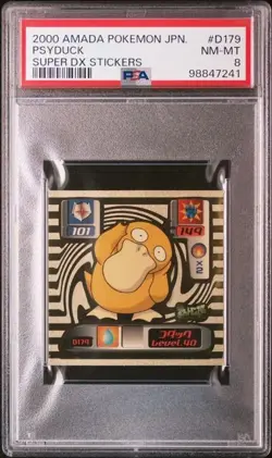 PSA 8 PSYDUCK 2000 AMADA POKEMON JAPANESE SUPER DX STICKERS D179 GRADED PM-TPHLC - Image 1