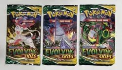 Pokemon Sword & Shield Evolving Skies LOT OF 3 TCG English SEALED BOOSTER PACKS - Image 1