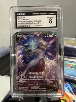 MEWTWO V Black Star Promo #SWSH229 Pokemon GO 2022 ETB CGC 8 - Image 1