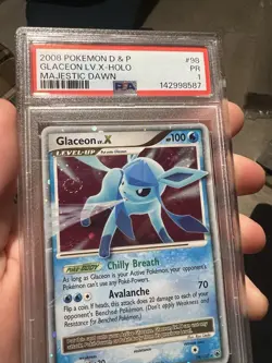 SWIRL PSA 1 2008 Pokemon Diamond Pearl Majestic Dawn Glaceon Lv.X Holo 98/100 - Image 3