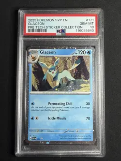 Pokemon Glaceon SVP EN Pre Tech Sticker Collection PSA 10 #171 Swirl! - Image 1