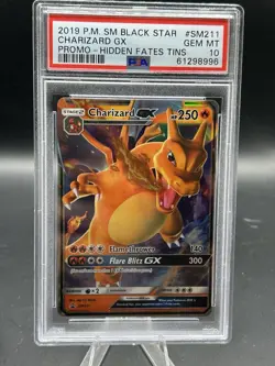 2019 POKEMON SM BLACK STAR PROMO HIDDEN FATES TINS #SM211 CHARIZARD GX PSA 10 - Image 1