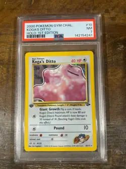 POKEMON 2000 Gym Challenge 1st Edition KOGA'S DITTO Holo #10 PSA 7 Near Mint - Image 1