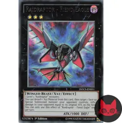 Yugioh Raidraptor - Fiend Eagle DOCS-EN051 Rare 1st Edition NM - Image 1