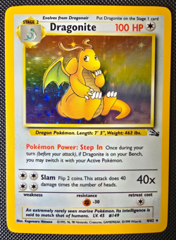 Pokemon WOTC Card - Dragonite - Fossil Set - Holo Rare - 4/62 - NM - Image 1