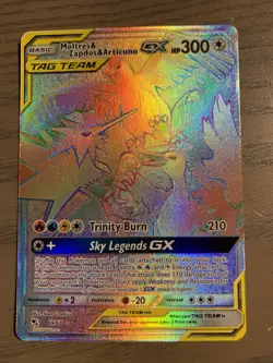 Pokemon 2019 Moltres & Zapdos & Articuno GX NM Rainbow 69/68 Hidden Fates NM - Image 1