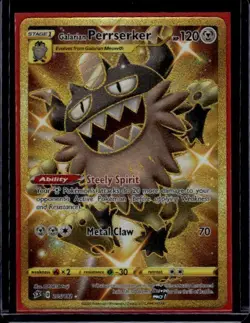 Pokemon Galarian Perrserker Secret Rare Full Art Holo Swsh02 Rebel Clash 205/192 - Image 1