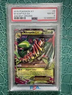 2015 POKEMON XY ANCIENT ORIGINS #8 M SCEPTILE EX PSA 8 - Image 1
