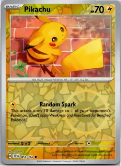 Pikachu Reverse Holo Pokemon SV05: Temporal Forces 051/162 NM - Image 1