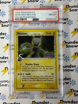 Mewtwo Reverse Foil #24 Holon Phantoms 2006 Pokemon EX PSA 8 - Image 1