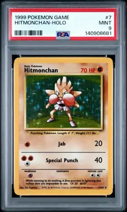 1999 Pokemon Hitmonchan 007/102 Base Set Holo PSA 9 - Image 1