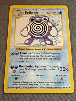 Poliwhirl 38/102 Base Set Shadowless WOTC Vintage Pokemon - Image 1