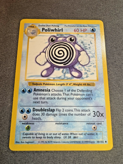 Poliwhirl 38/102 Base Set Shadowless WOTC Vintage Pokemon - Image 2