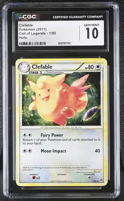 CGC 10 GEM MINT Clefable 2011 Call of Legends 1/95 Holo Pokemon Card - Image 1