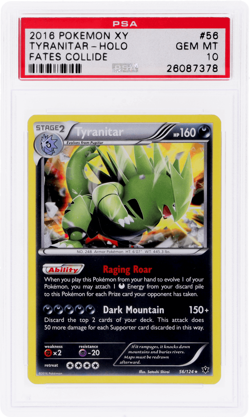 2016 Pokemon XY Fates Collide Tyranitar Holo #56 PSA 10 - Image 1
