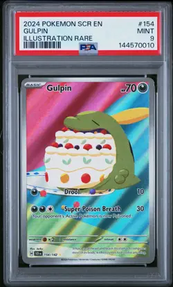 2024 POKEMON SCR EN-STELLAR CROWN ILLUSTRATION RARE #154 GULPIN PSA 9 - Image 1