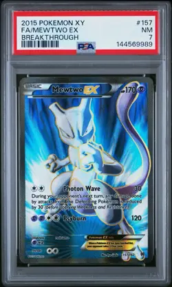 2015 POKEMON XY BREAKTHROUGH MEWTWO EX #157 FULL ART PSA 7 NM - Image 1