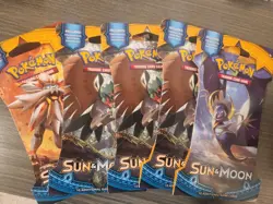 LOT OF 5 Pokemon Sun and Moon Base Set Sleeved Booster Packs Factory Sealed - Image 1