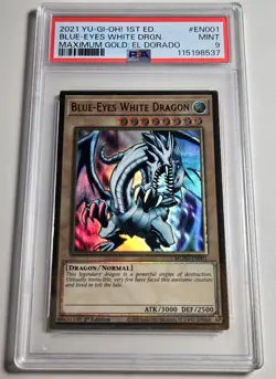 2021 YU-GI-OH! MAXIMUM GOLD EL DORADO Blue Eyes White Dragon MGED-EN001 PSA 9 - Image 4
