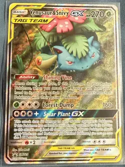 Pokemon Venusaur & Snivy GX TAG TEAM Full Art Promo Holo Card SM229 - Image 1