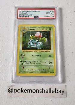 Ivysaur Base Set SHADOWLESS 30/102 *PSA 10 - GEM MINT* WOTC Pokemon Card - Image 1