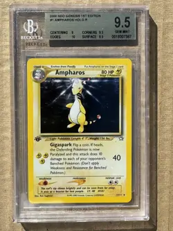 2000 Pokemon Neo Genesis 1st Edition Ampharos #01 Holo BGS 9.5 - Image 1