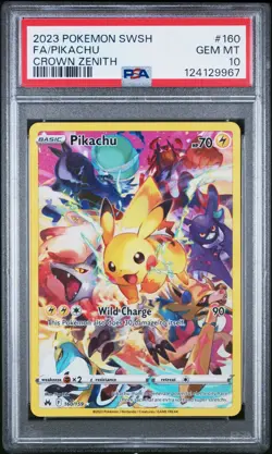 GEM MT PIKACHU 2023 Pokemon Sword & Shield Crown Zenith Full Art #160 PSA 10 - Image 1