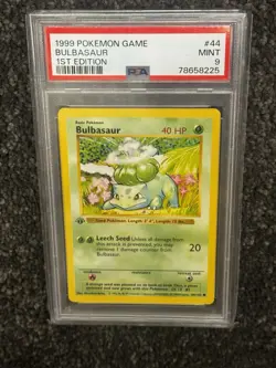 Bulbasaur 44/102 Pokemon TCG 1999 Base Set Shadowless 1st Edition - PSA 9 MINT - Image 1
