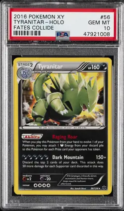 2016 POKEMON XY FATES COLLIDE #56 TYRANITAR-HOLO PSA 10 - Image 1