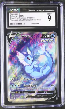 Pokemon tcg 2021 Black Star Promos Vaporeon V #SWSH181 CGC 9 - Image 1